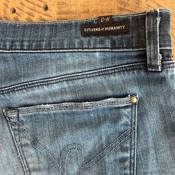 Citizens Of Humanity Denim Jean Shorts Distressed Ripped Bottom Size 29 - Picture 3 of 9